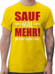 Shirtracer T-Shirt Sauf mal mehr - Die Leute gucken schon Party & Alkohol Gelb/Lila