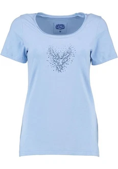OS-Trachten Trachtenshirt Wimporo Kurzarm T-Shirt Hellblau/Blau