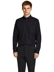 Jack & Jones Langarmhemd Cardiff Schwarz/Dunkelblau