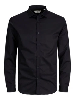 Jack & Jones Langarmhemd Cardiff Schwarz/Dunkelblau