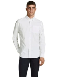 Jack & Jones Langarmhemd JPRBLUBrook OXFORD Weiß/Grau