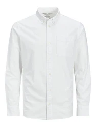 Jack & Jones Langarmhemd JPRBLUBrook OXFORD Weiß/Grau