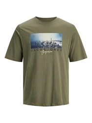 Jack & Jones Kurzarmshirt JORSPLASH PHOTO TEE SS CREW NECK Dunkelgrün