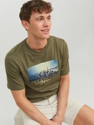 Jack & Jones Kurzarmshirt JORSPLASH PHOTO TEE SS CREW NECK Dunkelgrün