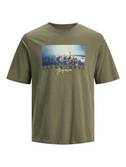 Jack & Jones Kurzarmshirt JORSPLASH PHOTO TEE SS CREW NECK Dunkelgrün