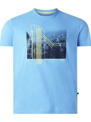 Charles Colby T-Shirt EARL CAYSE mit reflektierenden Details Hellblau/Blau