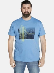 Charles Colby T-Shirt EARL CAYSE mit reflektierenden Details Hellblau/Blau