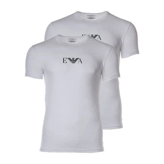 Emporio Armani Herren T-Shirt Vorteilspack Crew Neck Rundhals Stretch Cotton EA Logo Weiß