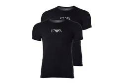 Emporio Armani Herren T-Shirt Vorteilspack Crew Neck Rundhals Stretch Cotton EA Logo Schwarz