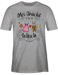 Shirtracer T-Shirt Mei Tracht is in da Wsch Mode für Oktoberfest Herren Hellblau/Hellgrau/Grau