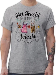 Shirtracer T-Shirt Mei Tracht is in da Wsch Mode für Oktoberfest Herren Hellblau/Hellgrau/Grau
