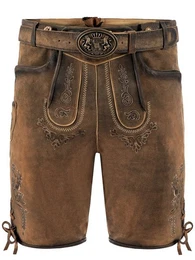 Trachtenlederhose Lederhose kurz Daniel hellbraun (3-tlg) inkl. Grtel und Hosentrger