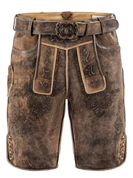 Trachtenlederhose Lederhose kurz Stefan sand (2-tlg) inkl. Grtel