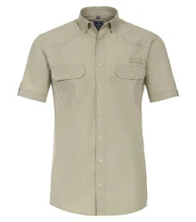 Redmond Kurzarmhemd Comfort Fit Khaki/Dunkelgrün