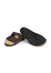 Vitaform Herrenschuhe Pantolette Dunkelbraun/Braun/Beige