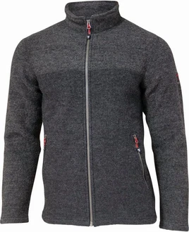 Ivanhoe of Sweden Wolljacke Jon Full-Zip Dunkelgrau/Rot/Hellgrau/Dunkelrot/Grau