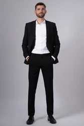 Hirschthal Anzug Herren Business Regular Fit Schwarz/Rot