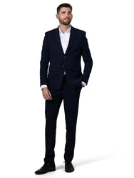 Hirschthal Anzug Herren Business Regular Fit Dunkelblau/Hellblau/Blau