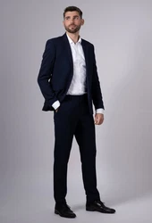 Hirschthal Anzug Herren Business Regular Fit Dunkelblau/Hellblau/Blau
