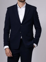 Hirschthal Anzug Herren Business Regular Fit Dunkelblau/Hellblau/Blau