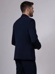 Hirschthal Anzugsakko Herren 2-Knopf Sakko Regular-Fit Dunkelblau/Hellblau