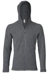 Engel Jacke mit Kapuze Merino Wollfleece Dunkelgrau/Hellgrau/Grau