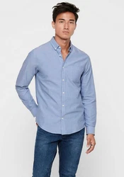 ONLY & SONS Langarmhemd ONSALVARO SLIM LS OXFORD SHIRT NOOS Hellblau/Blau/Dunkelblau