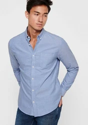 ONLY & SONS Langarmhemd ONSALVARO SLIM LS OXFORD SHIRT NOOS Hellblau/Blau/Dunkelblau