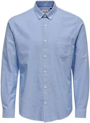 ONLY & SONS Langarmhemd ONSALVARO SLIM LS OXFORD SHIRT NOOS Hellblau/Blau/Dunkelblau
