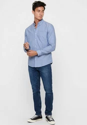 ONLY & SONS Langarmhemd ONSALVARO SLIM LS OXFORD SHIRT NOOS Hellblau/Blau/Dunkelblau