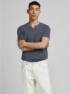 Jack & Jones T-Shirt Splitneck Tee Navy (5545)