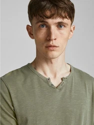 Jack & Jones T-Shirt Splitneck Tee Grün (5545)