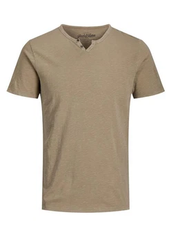 Jack & Jones T-Shirt Splitneck Tee Braun