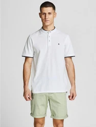 JACK & JONES Herren Polo T-Shirt Pique Hemd JJEPAULOS Weiß