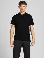 JACK & JONES Herren Polo T-Shirt Pique Hemd JJEPAULOS schwarz/weiß