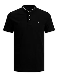 JACK & JONES Herren Polo T-Shirt Pique Hemd JJEPAULOS schwarz/weiß