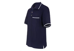 modAS Poloshirt Herren T-Shirt mit Knopfleiste Dunkelblau/Blau