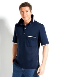 modAS Poloshirt Herren T-Shirt mit Knopfleiste Dunkelblau/Blau