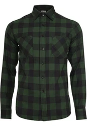 URBAN CLASSICS T-Shirt Urban Classics Herren Checked Flanell Shirt Grün/Dunkelgrün
