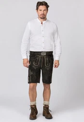 Stockerpoint Trachtenlederhose Bertl Creme/Schwarz/Rosa/Dunkelblau