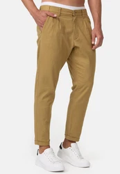 Indicode Leinenhose Cunningham Khaki/Beige/Braun