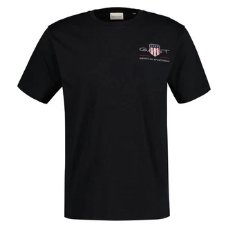 Gant T-Shirt Herren Regular Shield Schwarz/Dunkelblau