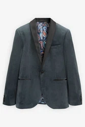 Next Sakko Slim Fit Blazer Dunkelgrün/Grau/Grün/Blau