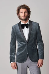 Sakko Slim Fit Blazer aus Samt (1-tlg)