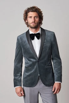 Next Sakko Slim Fit Blazer Dunkelgrün/Grau/Grün/Blau