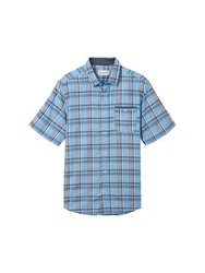 TOM TAILOR Kurzarmhemd Blau/Hellblau