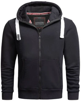 Alessandro Salvarini Sweatjacke ASVinzent Schwarz/Dunkelgrau/Dunkelblau