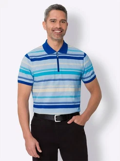 Sieh an! T-Shirt Poloshirt Mischfarben/Türkis/Blau