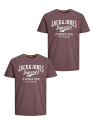 Jack & Jones T-Shirt Rundhals JJECORP Pack LOGO Print (5371) Rot (5371)