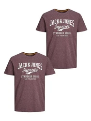 Jack & Jones T-Shirt Rundhals JJECORP Pack LOGO Print (5371) Rot (5371)
